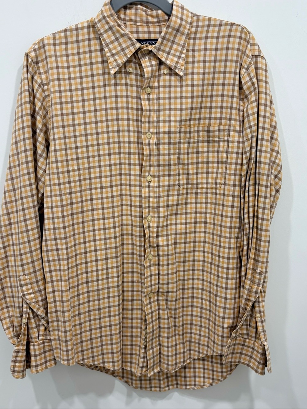 Lands' End Men Collared Button-Down long sleeve Shirt cotton see measurements